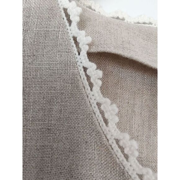 J.Crew Women's Size 0P Oatmeal Cream Trim 100% Linen Long Sleeve Top Shirt - Picture 5 of 10